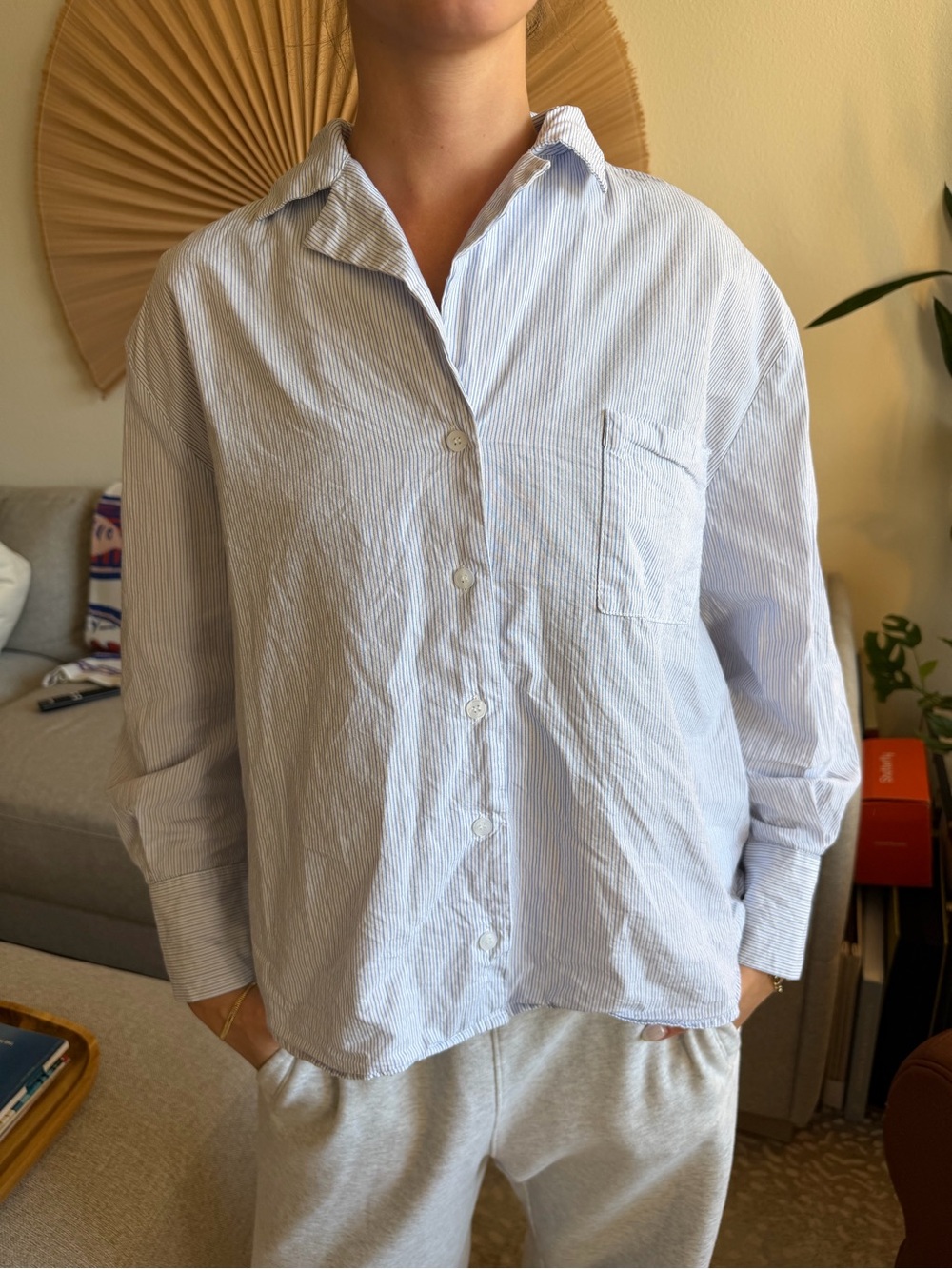 Light Blue Striped Button-Up Shirt